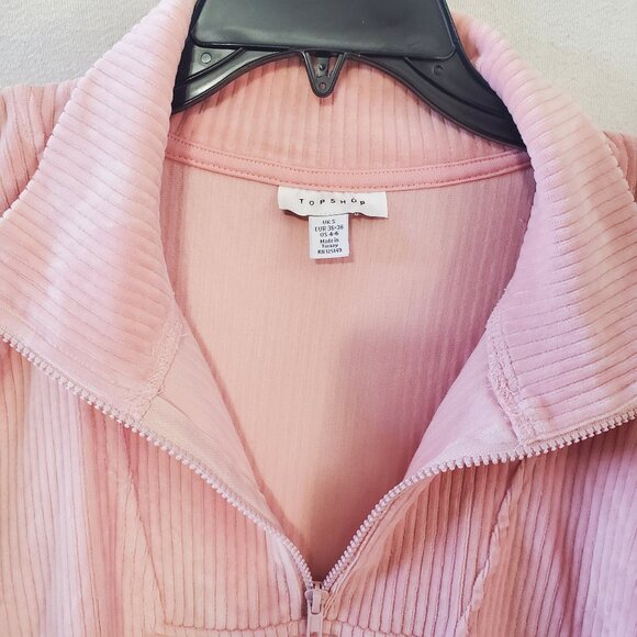 NWoT Topshop Women's Pink Ribbed Half Zip Jacket Size 4-6 US/ Small UK - Picture 4 of 5